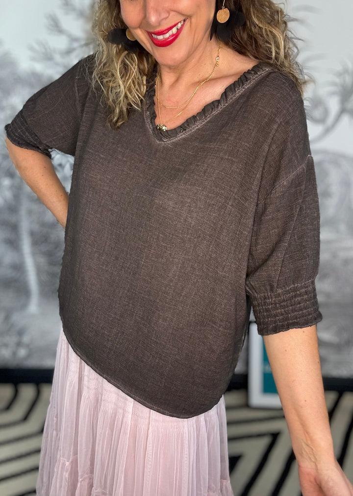 Sienna V Neck Cotton Top