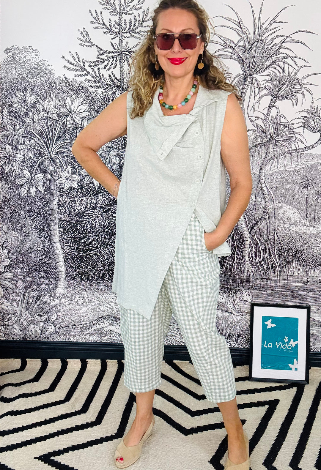 Genova Linen Blend Asymmetric Tunic Waistcoat