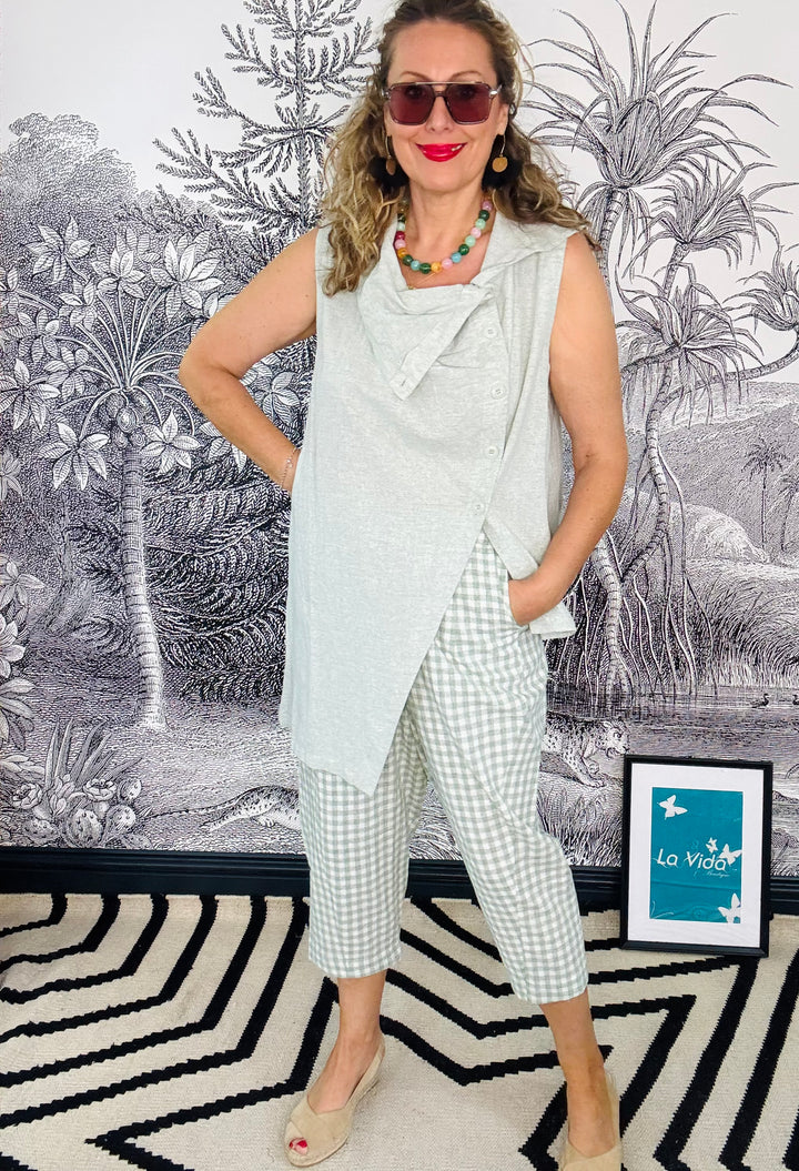 Genova Linen Blend Asymmetric Tunic Waistcoat