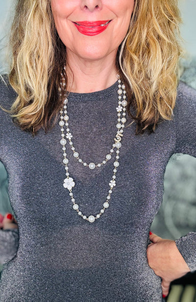 Camellia & Pearl Long Necklace