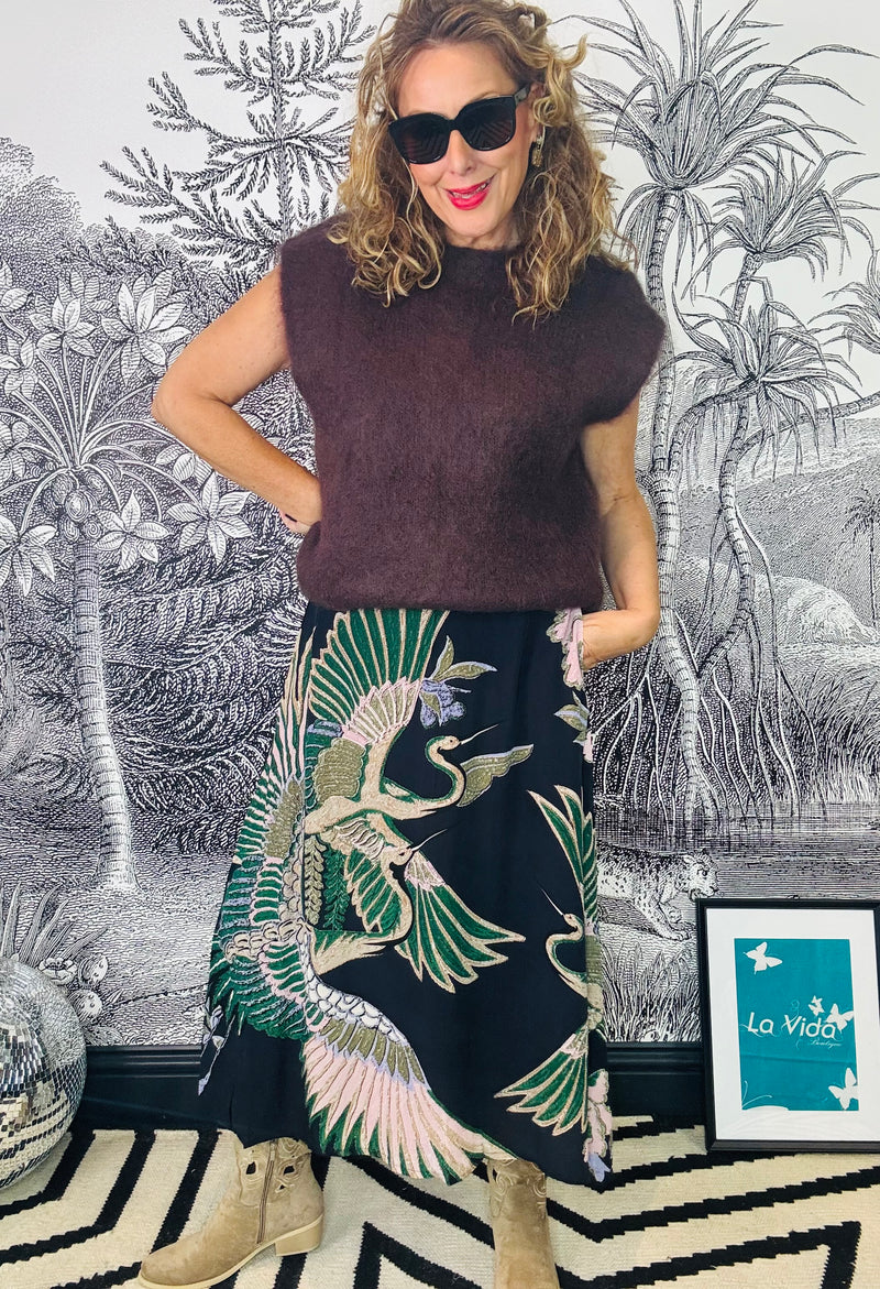 Crane Emerald A-Line Maxi Skirt
