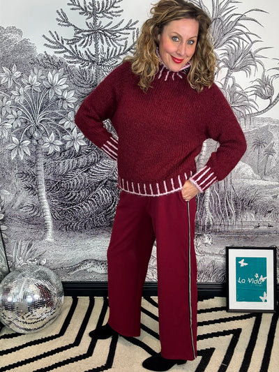 Freya Contrast Stitch High Neck Jumper