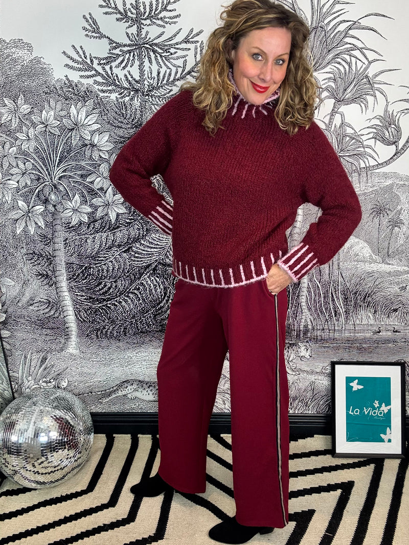 Freya Contrast Stitch High Neck Jumper