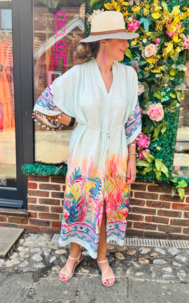 Nora Kimono Sleeve Tie Waist Midi Dress