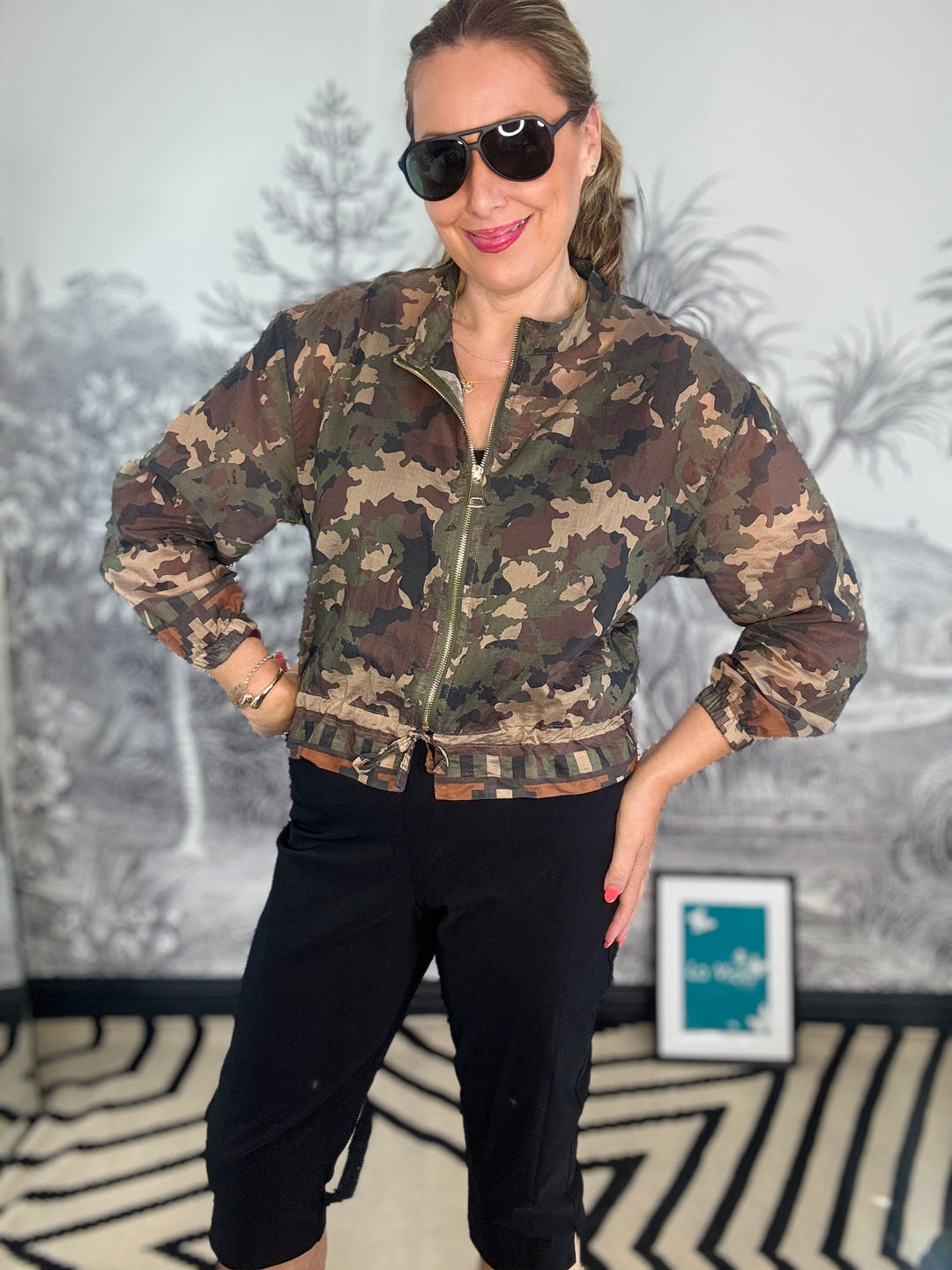 Amanda Sheer Camo Print Jacket