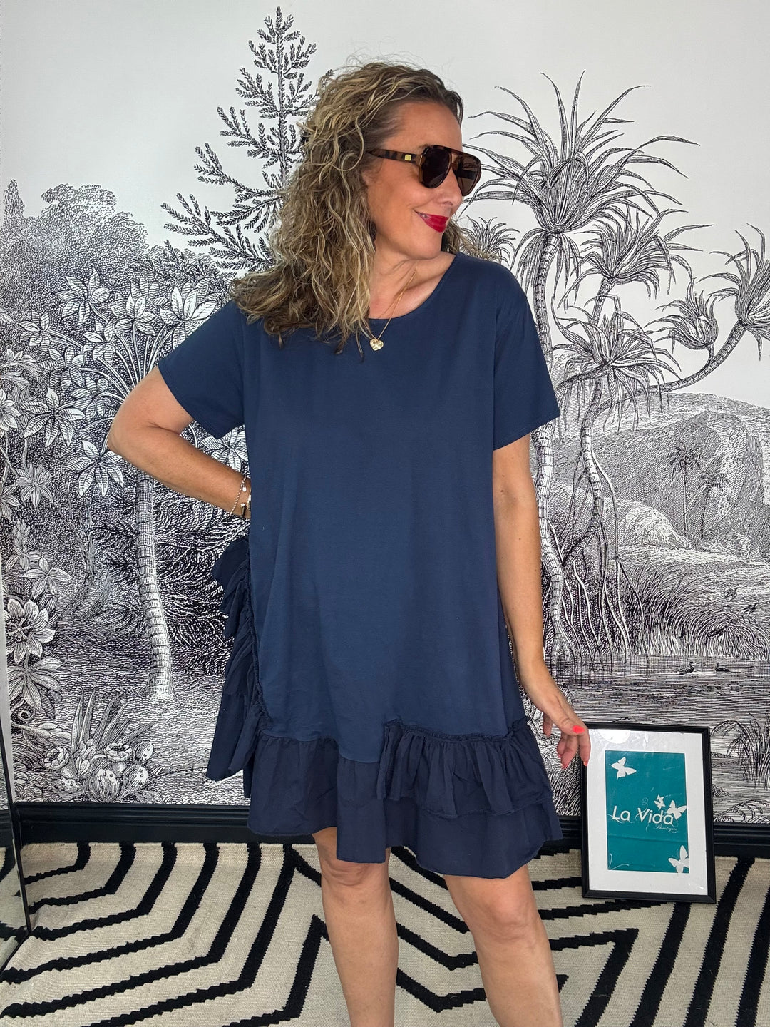 Kami Cotton Ruffle Hem Mini Dress