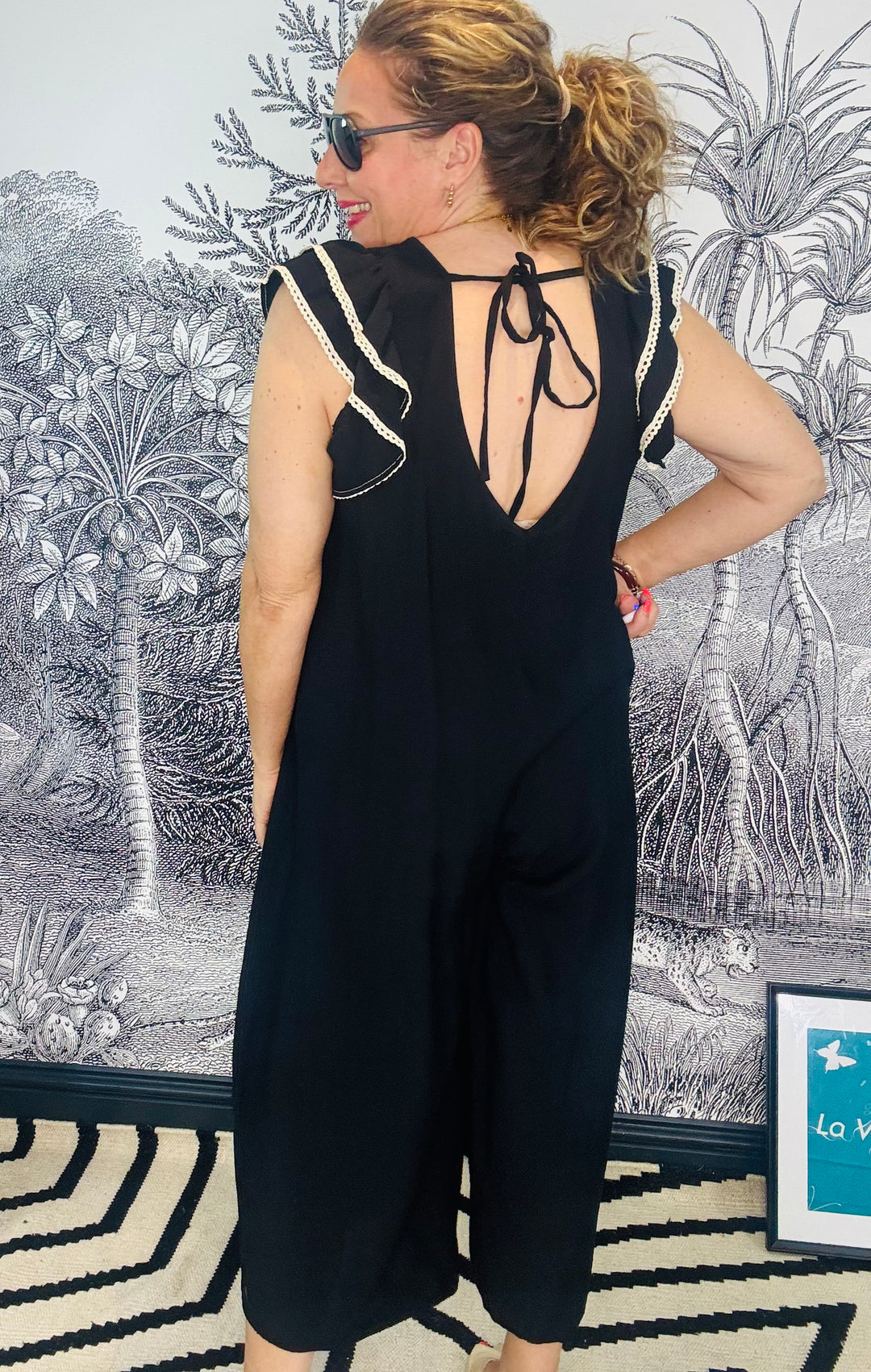 Antigua Embroidered Palm Tree Jumpsuit