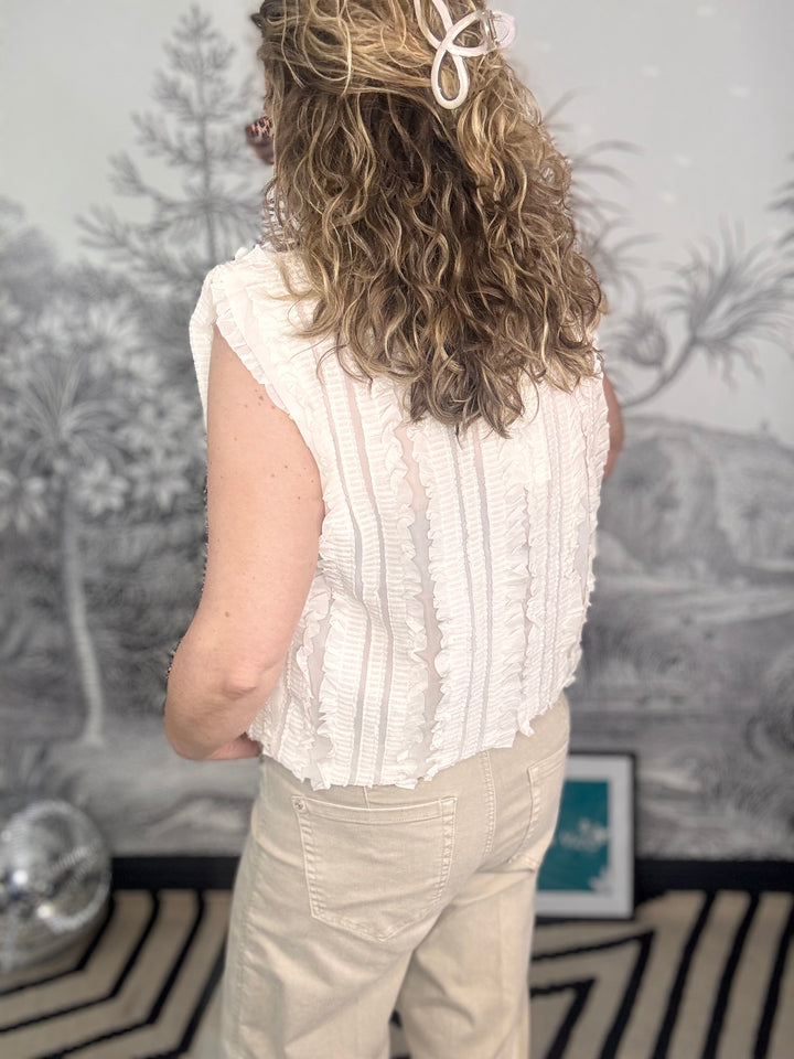 Manon Round Neck Top In Ecru Cream