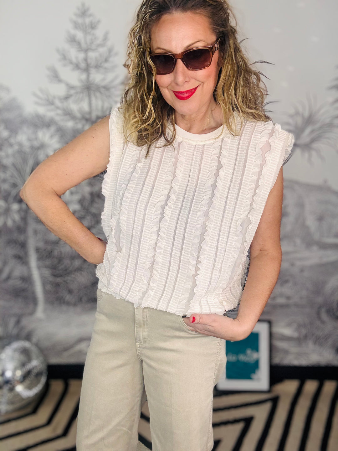 Manon Round Neck Top In Ecru Cream