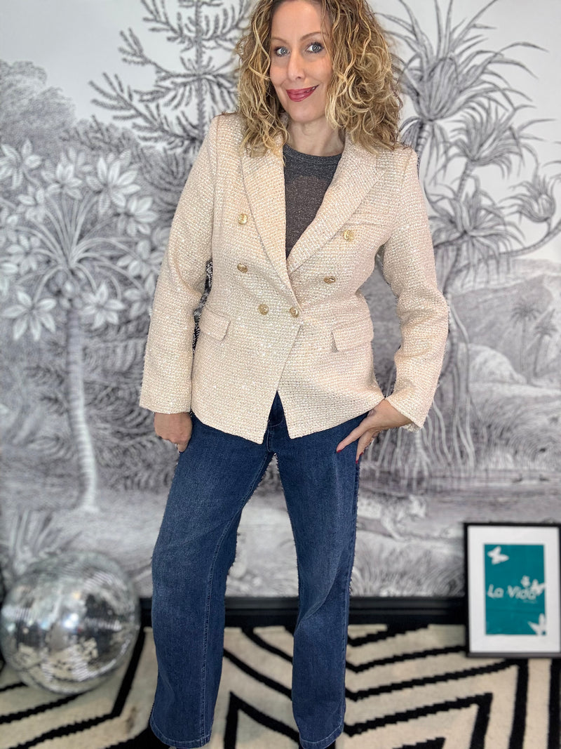 Reine Sequin Tweed Blazer