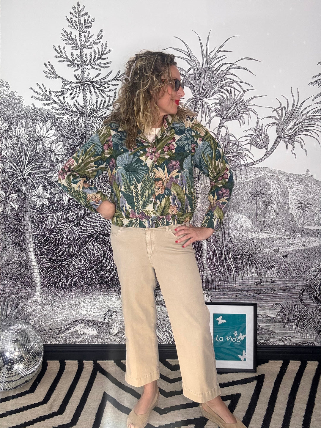 Conny Fancy Stitching Jean in Pebble Cream