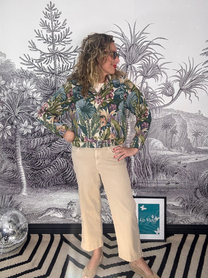Conny Fancy Stitching Jean in Pebble Cream