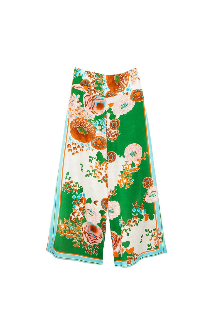Kitsch Bouquet Green Palazzo Pants