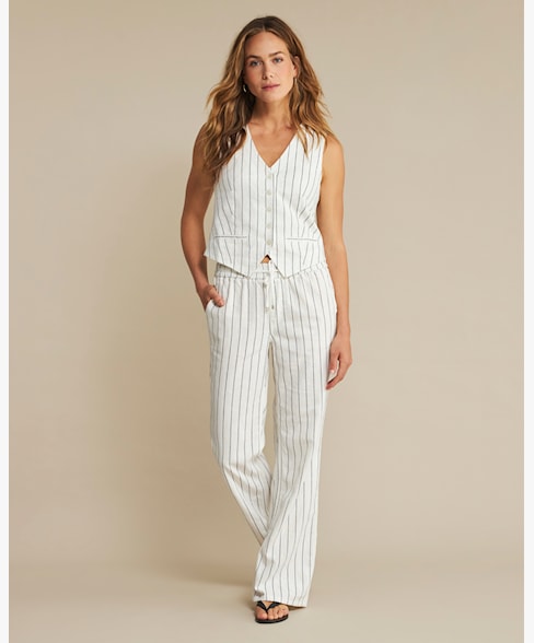 Colette Cotton Linen Striped Waistcoat