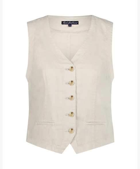 Lara Cotton Linen Waistcoat in Pearl Beige