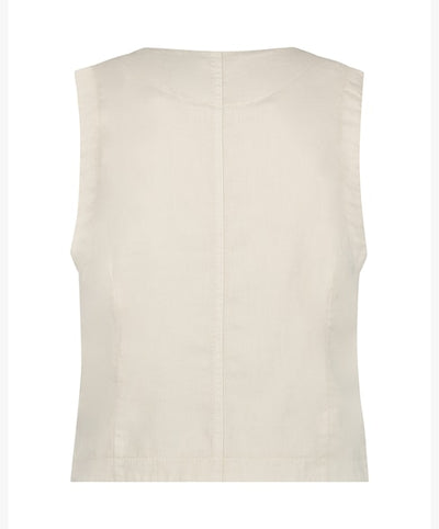Lara Cotton Linen Waistcoat in Pearl Beige