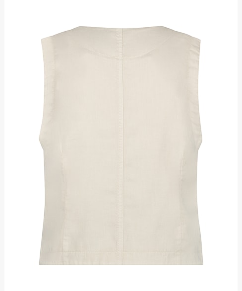 Lara Cotton Linen Waistcoat in Pearl Beige