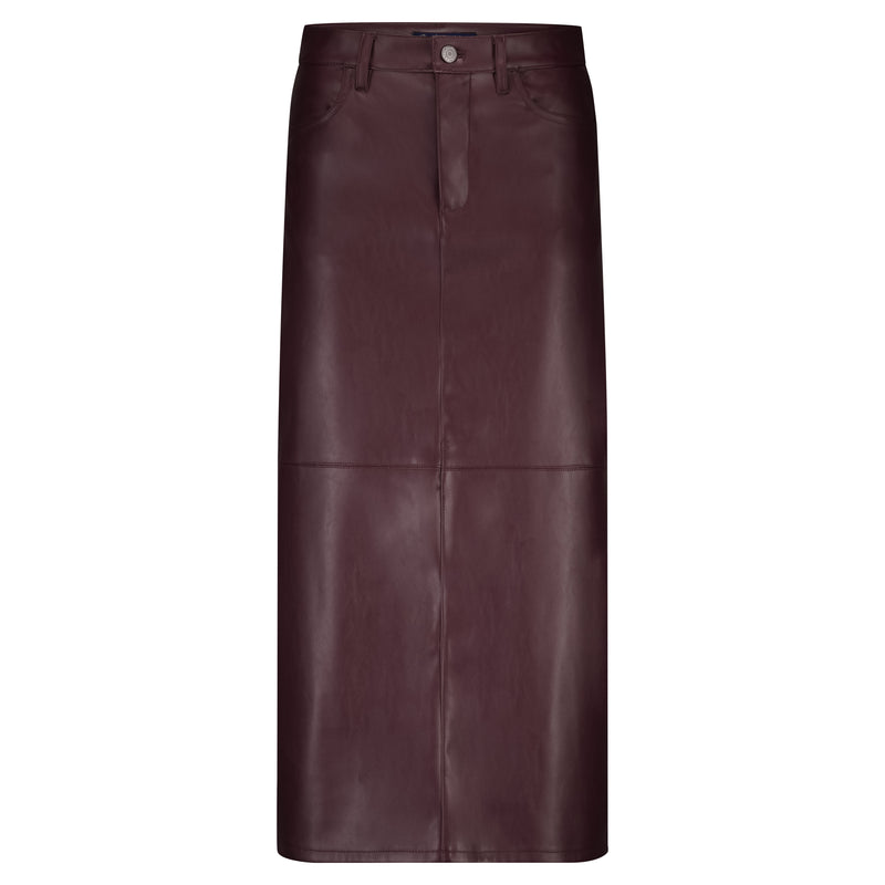 A Line Faux Leather Midi Skirt