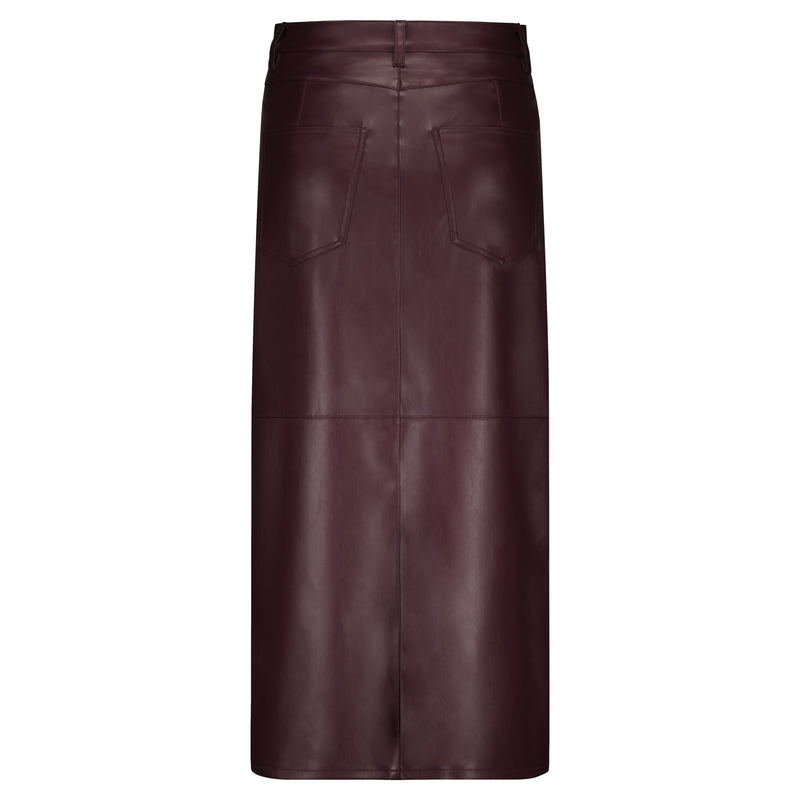 A Line Faux Leather Midi Skirt