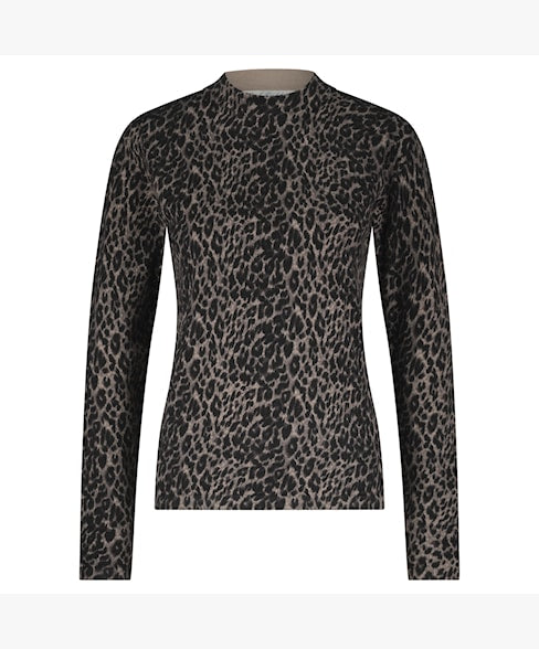 Sweet Animal Print Knitted High Neck Top