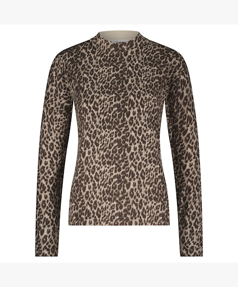 Sweet Animal Print Knitted High Neck Top