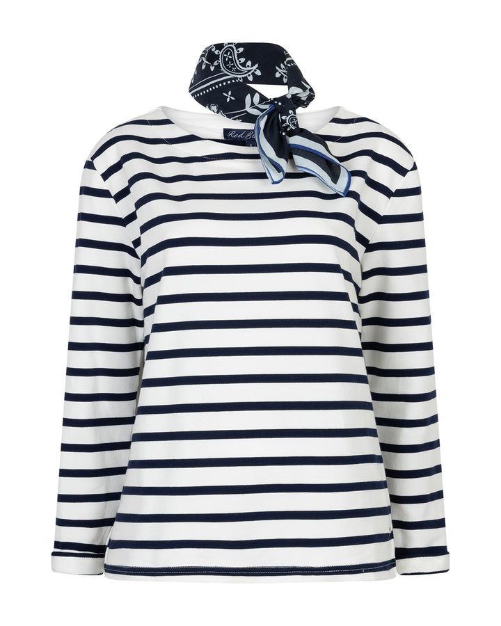 Terry Stripe &amp; Scarf Top