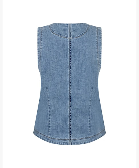 Red Button Denim Waistcoat