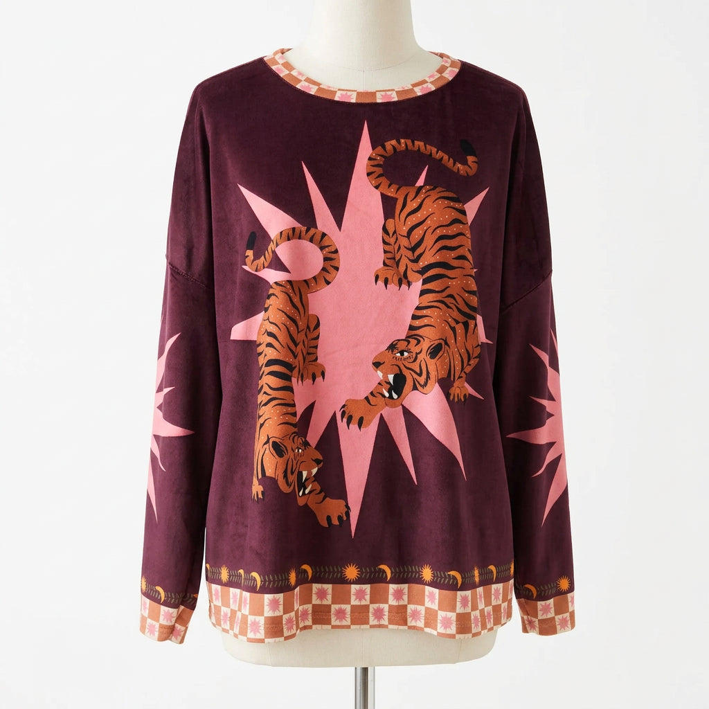 Tigre Velvet touch tiger print top