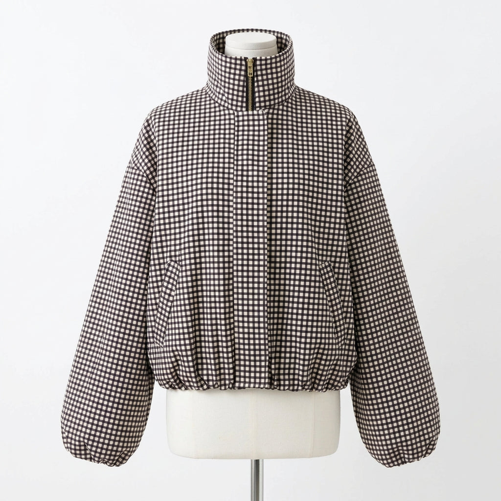 Charlie Check gingham zip-up bomber jacket