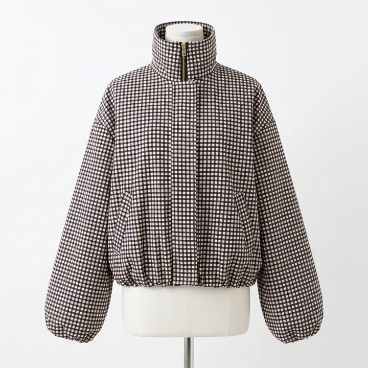 Charlie Check gingham zip-up bomber jacket