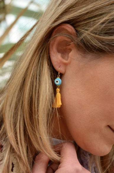 Mykonos Eye Tassel Earring