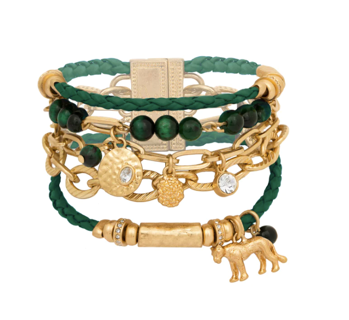 Green Lioness Spirit Layered Bracelet