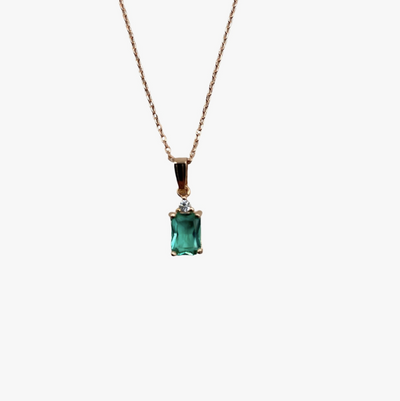 Aqua Square Jewel Drop Necklace