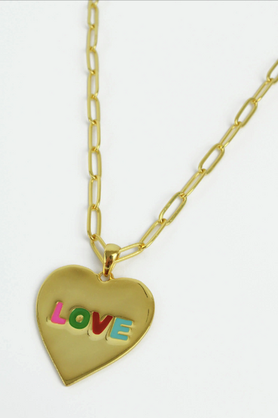 Rainbow Enamel Love Heart Necklace