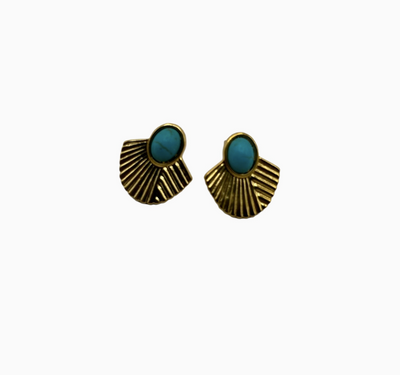 Retro Turquoise Fan Earrings