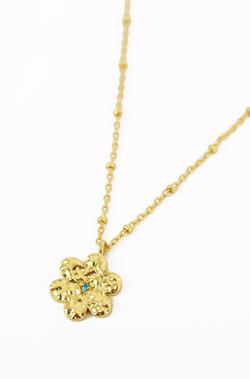 Hammered Flower Gold Necklace