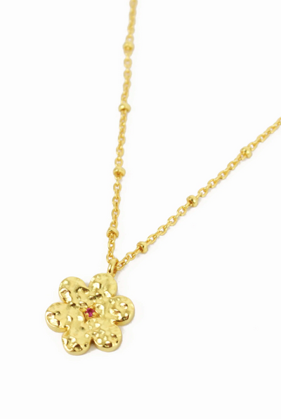 Hammered Flower Gold Necklace