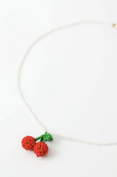 Beaded Cherry Pearl Necklace