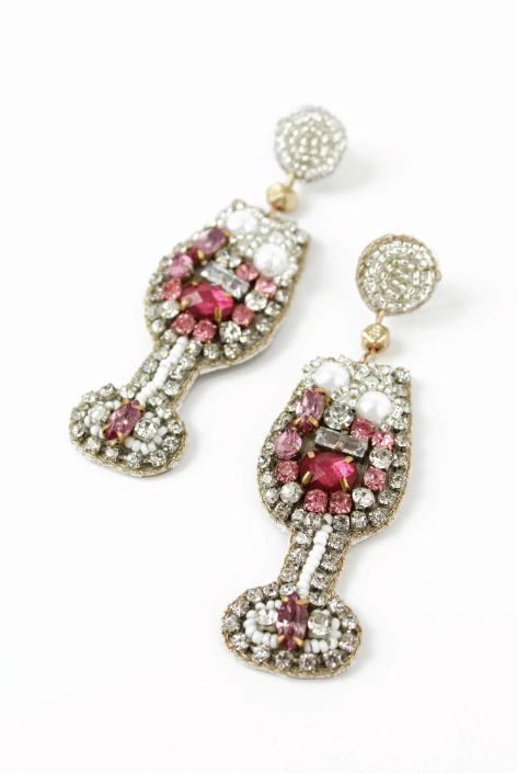 Pink Champagne Glass Earrings