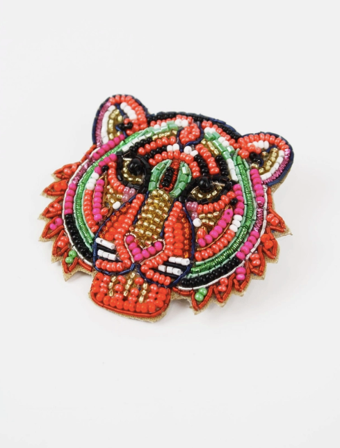 Beaded Tiger Brooch