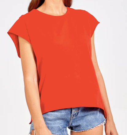 Kathy Cap Sleeve Raw Edge T-Shirt