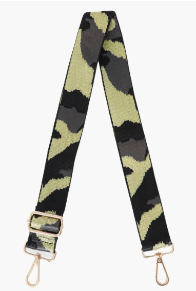 Khaki Glitter Narrow Camouflage Bag Strap