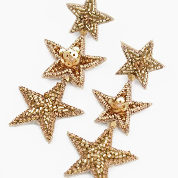 Triple Star Earrings in gold