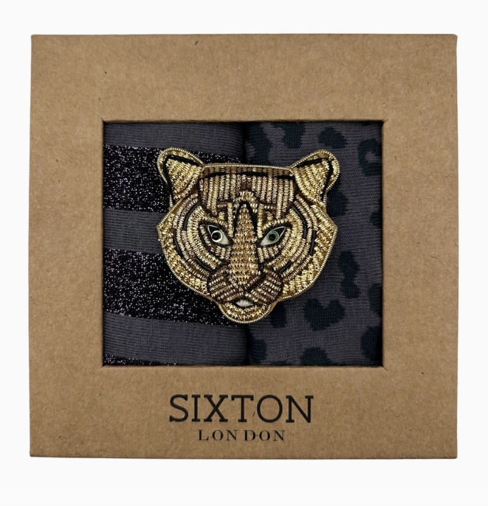 Berlin Sock Box & Tiger Brooch