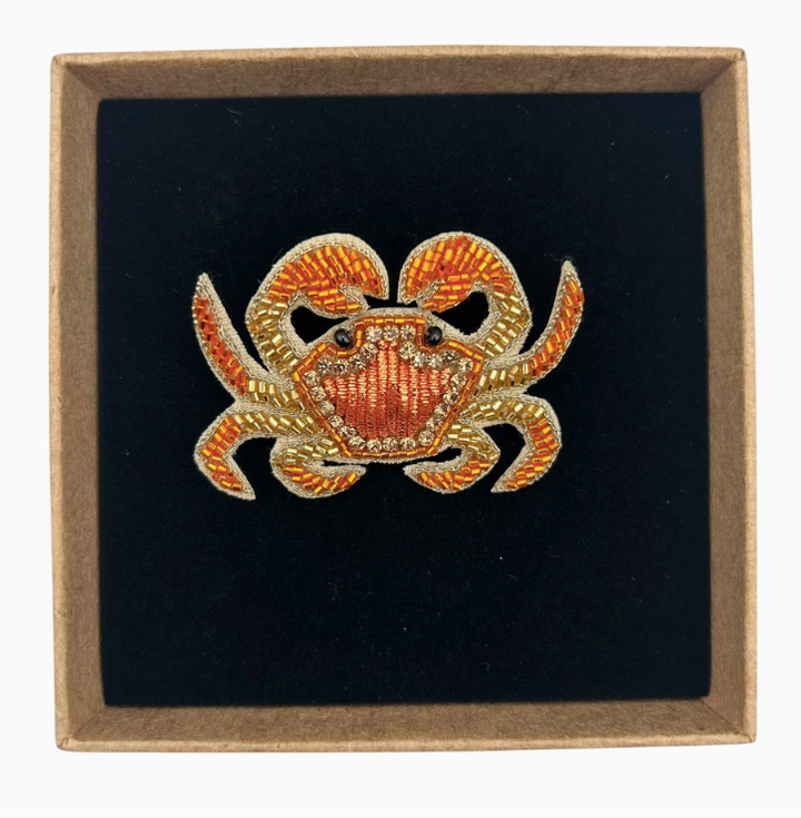 Crab Embroidered Brooch