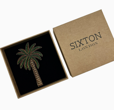 Green Embroidered Palm Tree Brooch