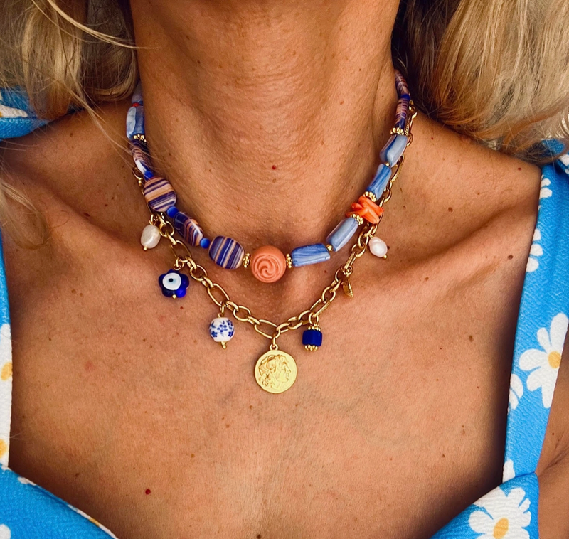 Ocean Blue Summer Charm Necklace