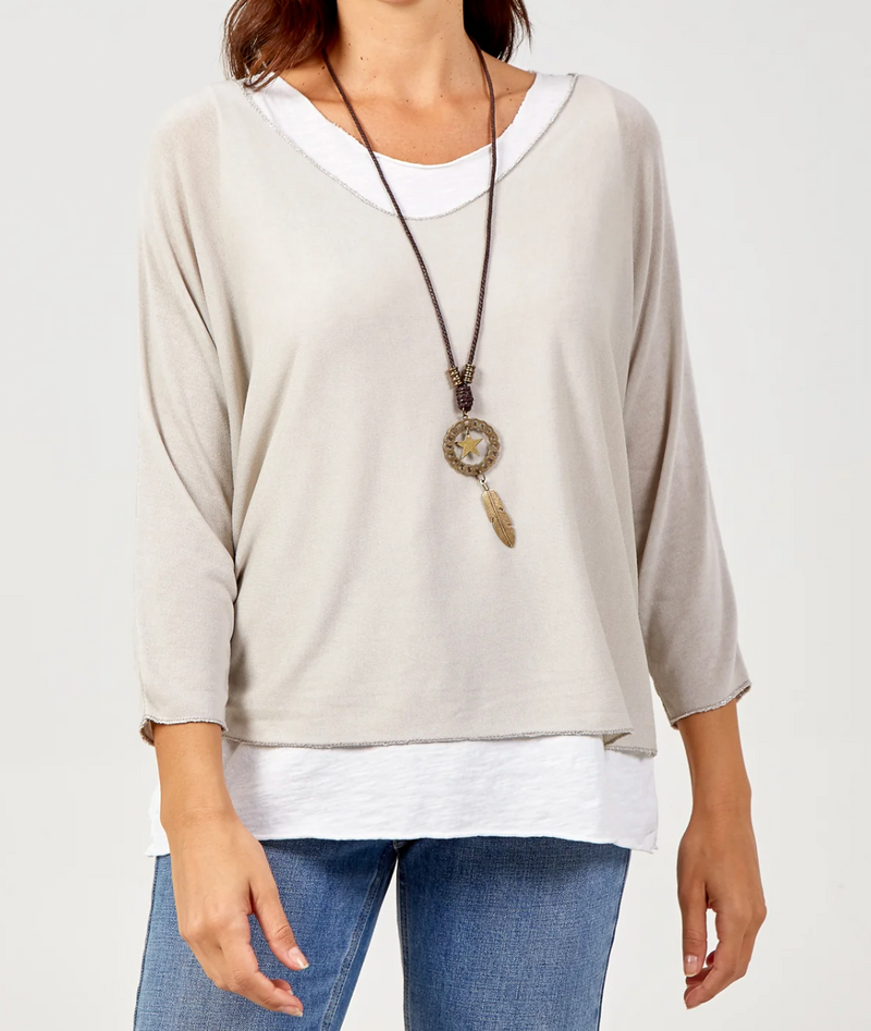 Lucy Double Layer Top with Necklace