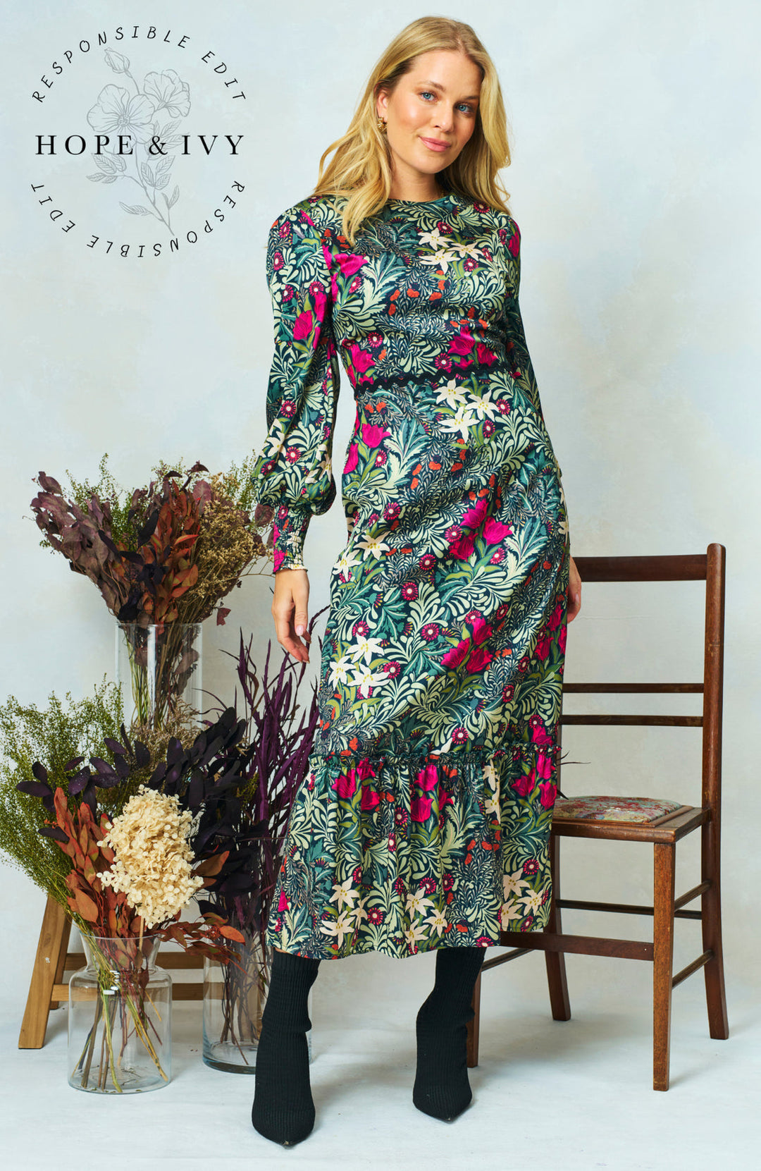 Bramble High Neck Maxi Dress with Bow Back