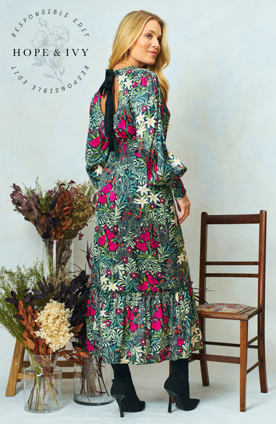 Bramble High Neck Maxi Dress with Bow Back